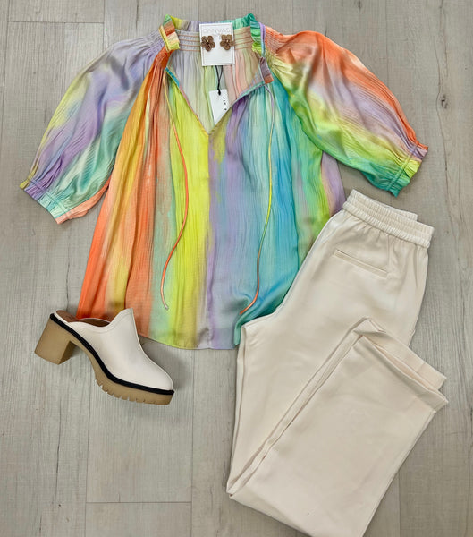 Rainbow Pleat Blouse