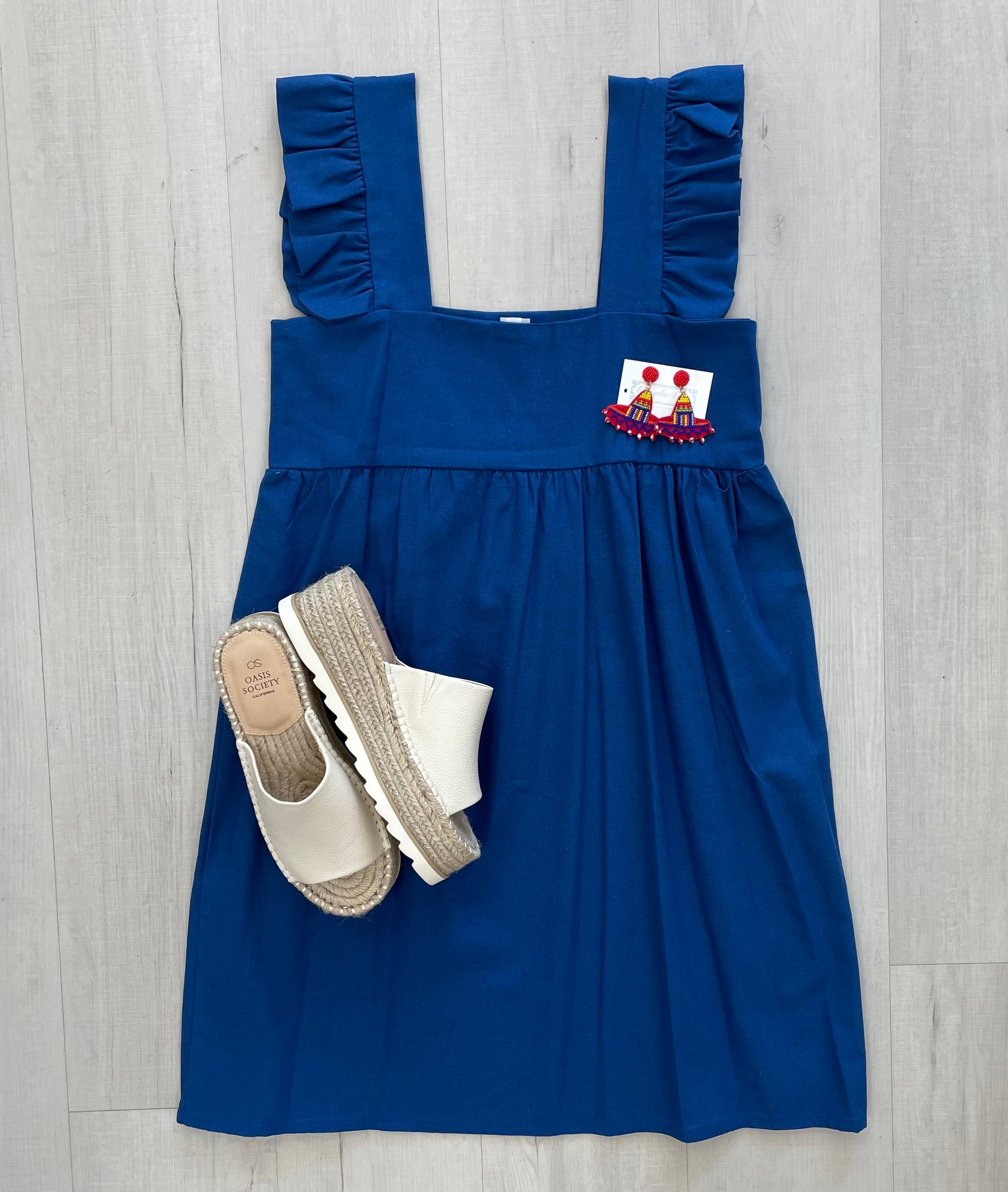 Lucy Linen Dress Blue