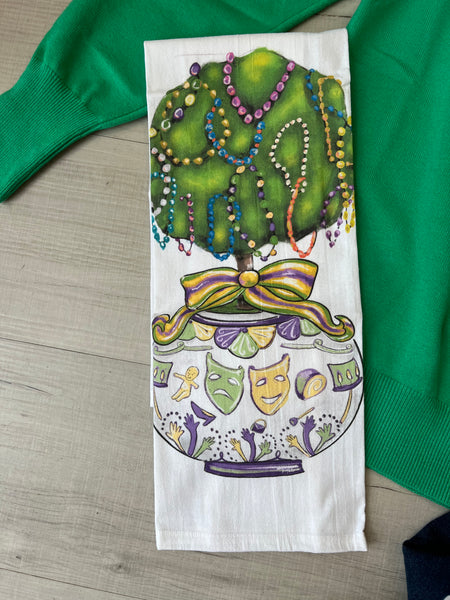 Mardi Gras Tree Tea Towel