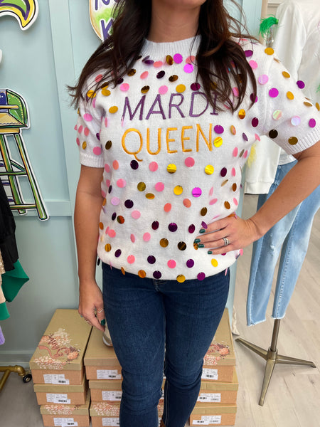 Mardi Queen Sequin SS Sweater