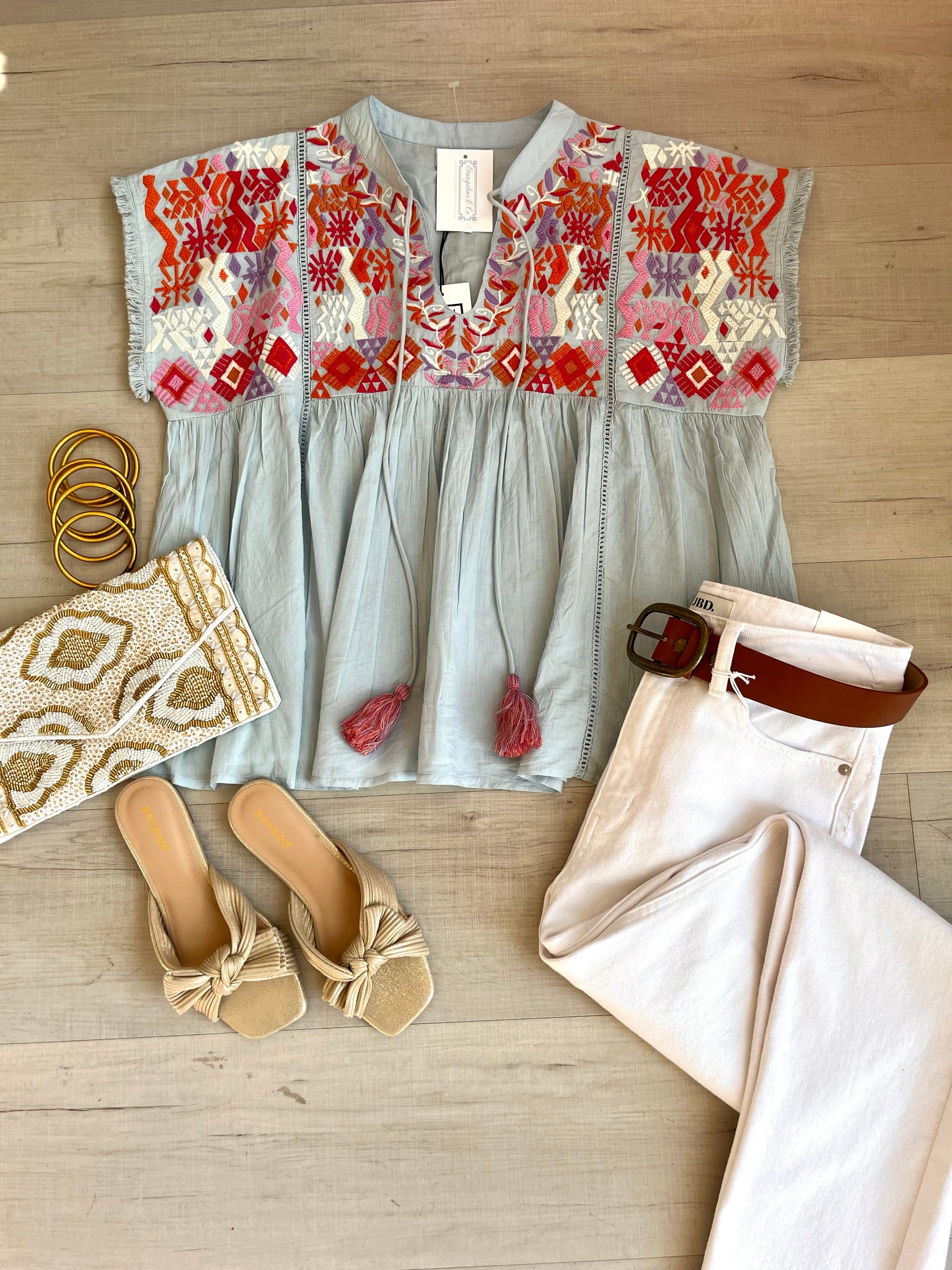 Embroidered Babydoll Top