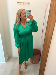 Emerald V Nk Satin Dress