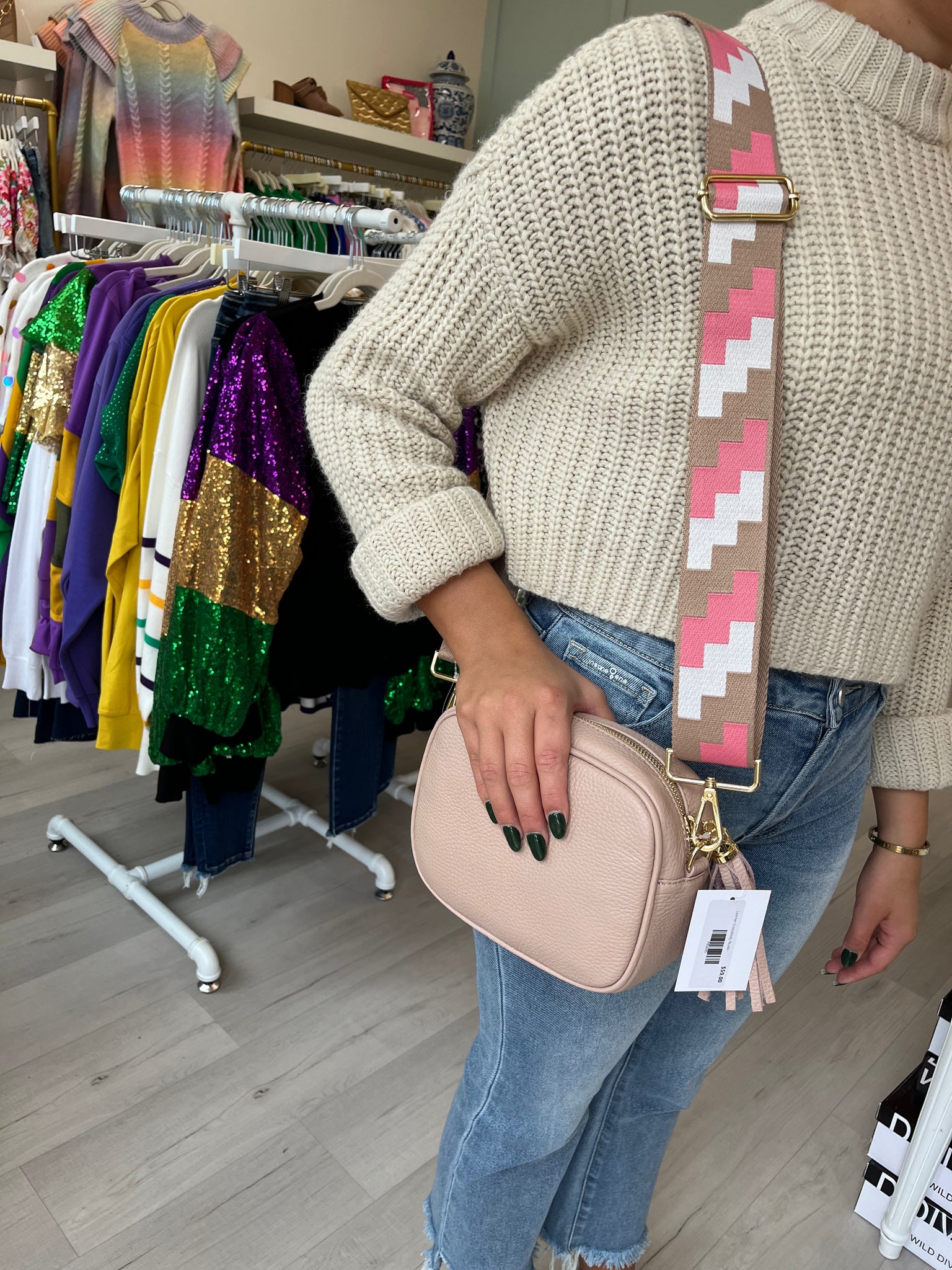 Leather Crossbody Nude