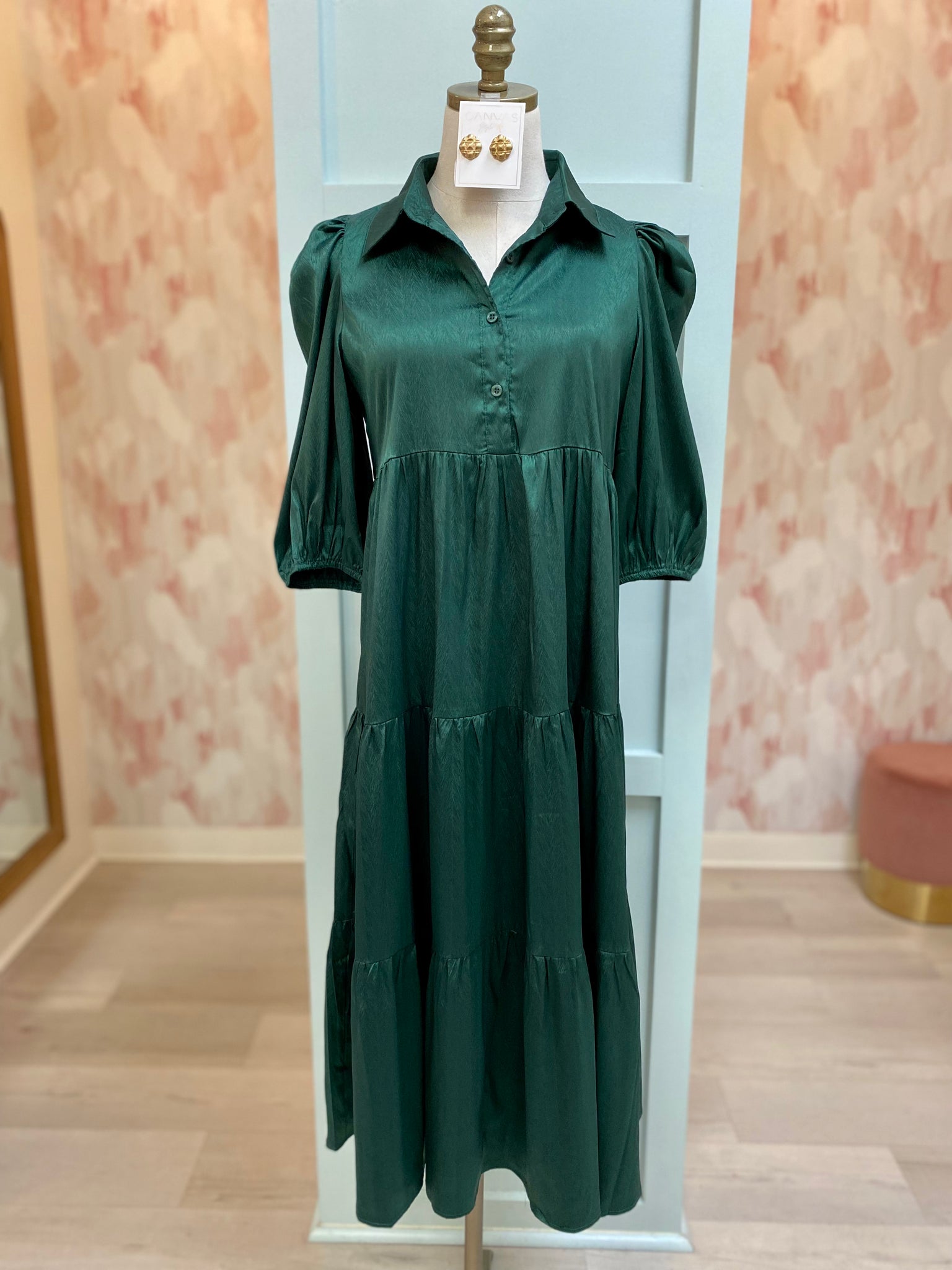 Champagne Green Button Midi