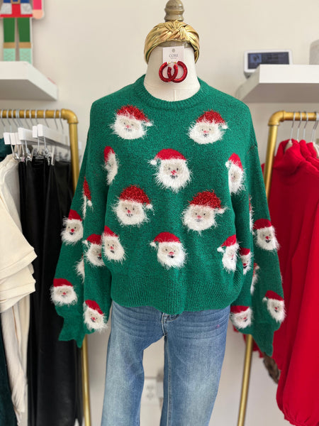 Santa Fuzzy Sweater Green