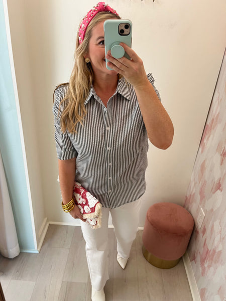 Lilah Ruffle Top Striped