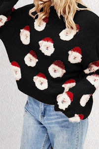 Fuzzy Santa Sweater Black